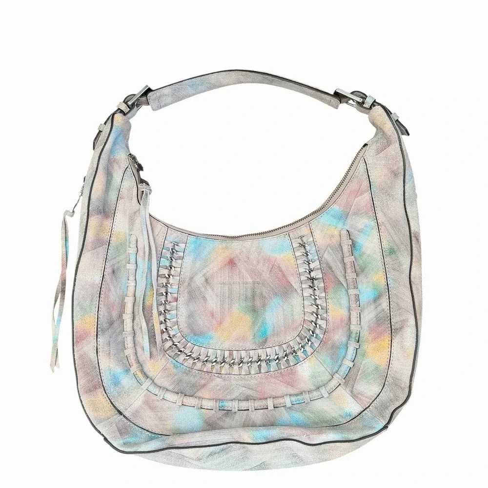 Aimee Kestenberg Rainbow Iridescent Leather Hobo Bag NWOT Boho Hippie Genny